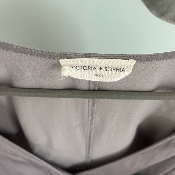 Grey Satin Wrap Dress - Picture 3 of 9